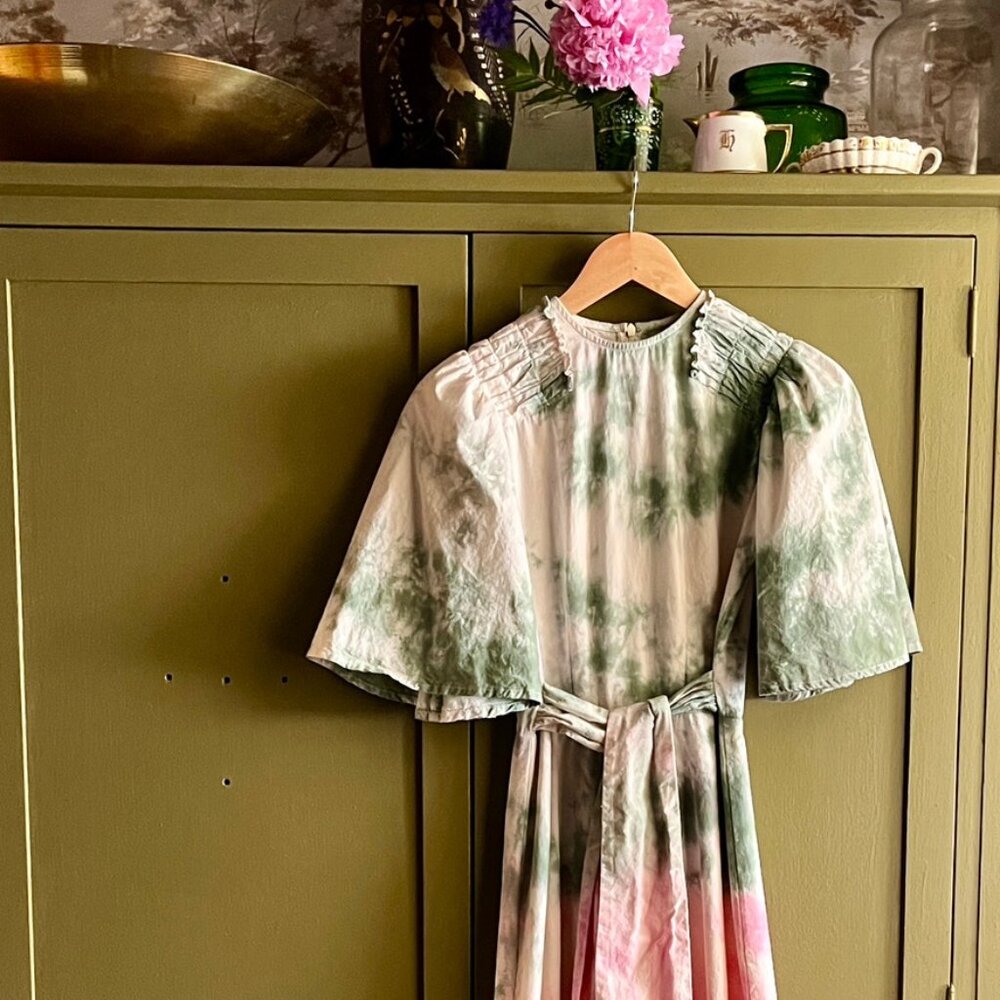 Pink & Green hand dyed cotton summer dress